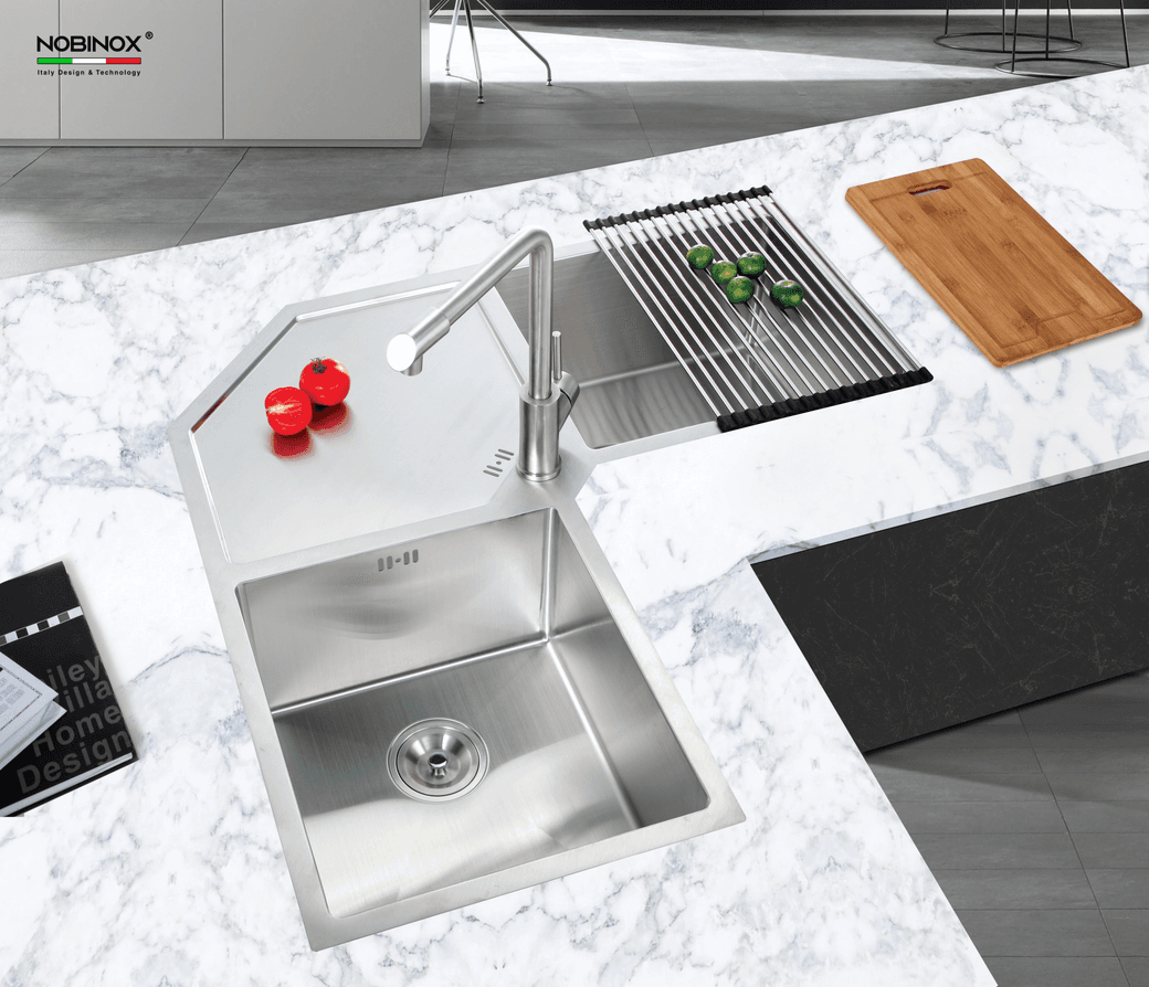CHẬU RỬA BÁT 2 HỐ NOBINOX LIKEN NL700 - hover