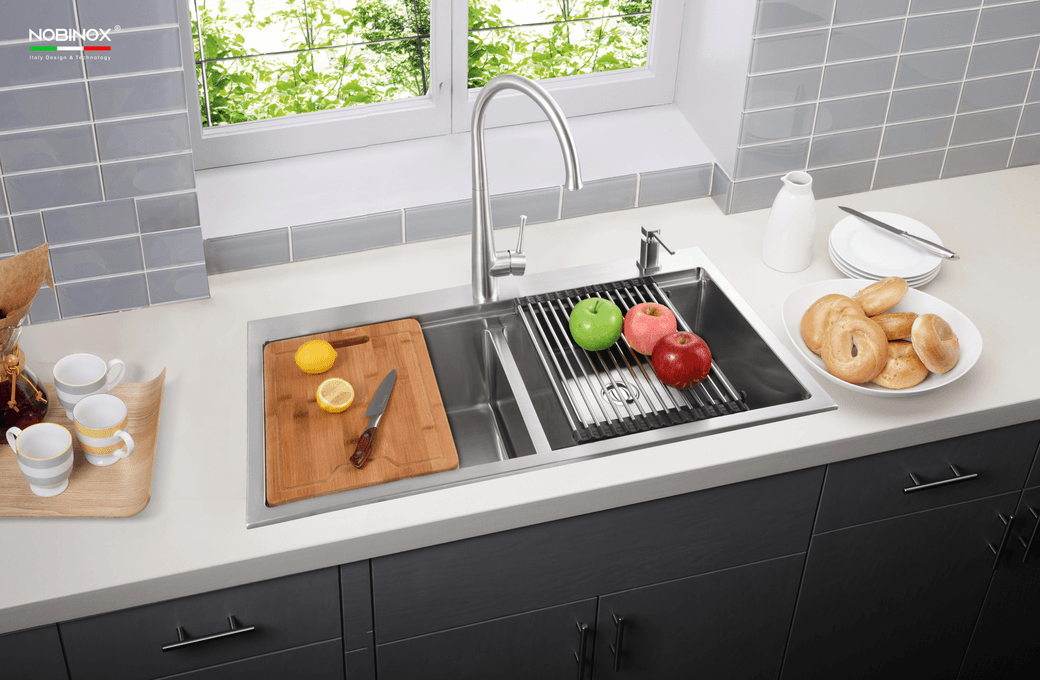 CHẬU RỬA BÁT 2 HỐ NOBINOX LIKEN NL785 - hover