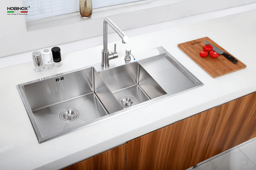 CHẬU RỬA BÁT 2 HỐ NOBINOX LIKEN NL746 - hover