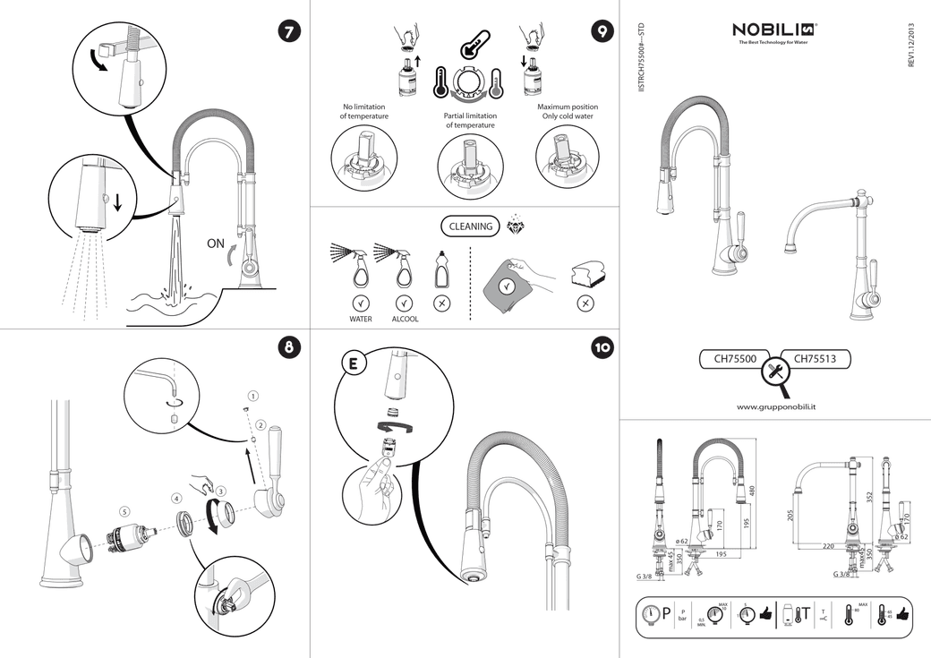 Ảnh VÒI RỬA BÁT CẦN CỨNG NOBILI CHARLIE NB254 17