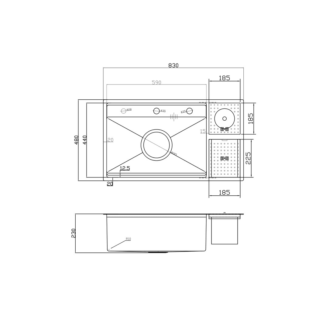 Ảnh CHẬU RỬA BÁT 1 HỐ NOBINOX LUMIA NJ510B 17