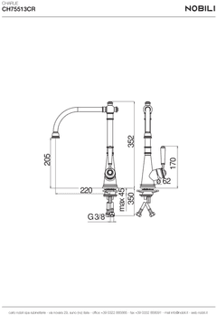 Ảnh VÒI RỬA BÁT CẦN CỨNG NOBILI CHARLIE NB254 15