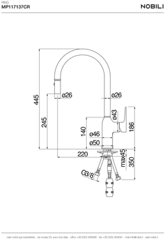 Ảnh VÒI RỬA BÁT DÂY RÚT NOBILI RING NB131L 36