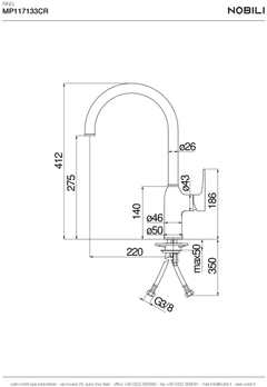Ảnh VÒI RỬA BÁT CẦN CỨNG NOBILI RING NB132 30