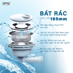 Ảnh CHẬU RỬA BÁT 1 HỐ NOBINOX LIRA NJ564D 15