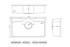Ảnh CHẬU RỬA BÁT 1 HỐ NOBINOX ROSA NN995D 20